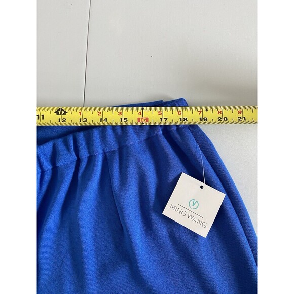 Ming Wang Pants 1X Royal Blue Womens Cut Out Detail Ankle Stretch Career New - Picture 11 of 12